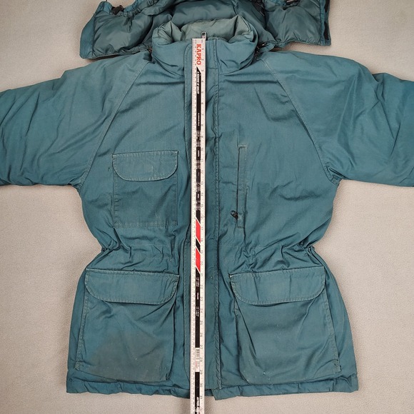 Vintage Eddie Bauer Goose Down Parka Mens Medium Forest Green Hooded Coat USA - Picture 3 of 14